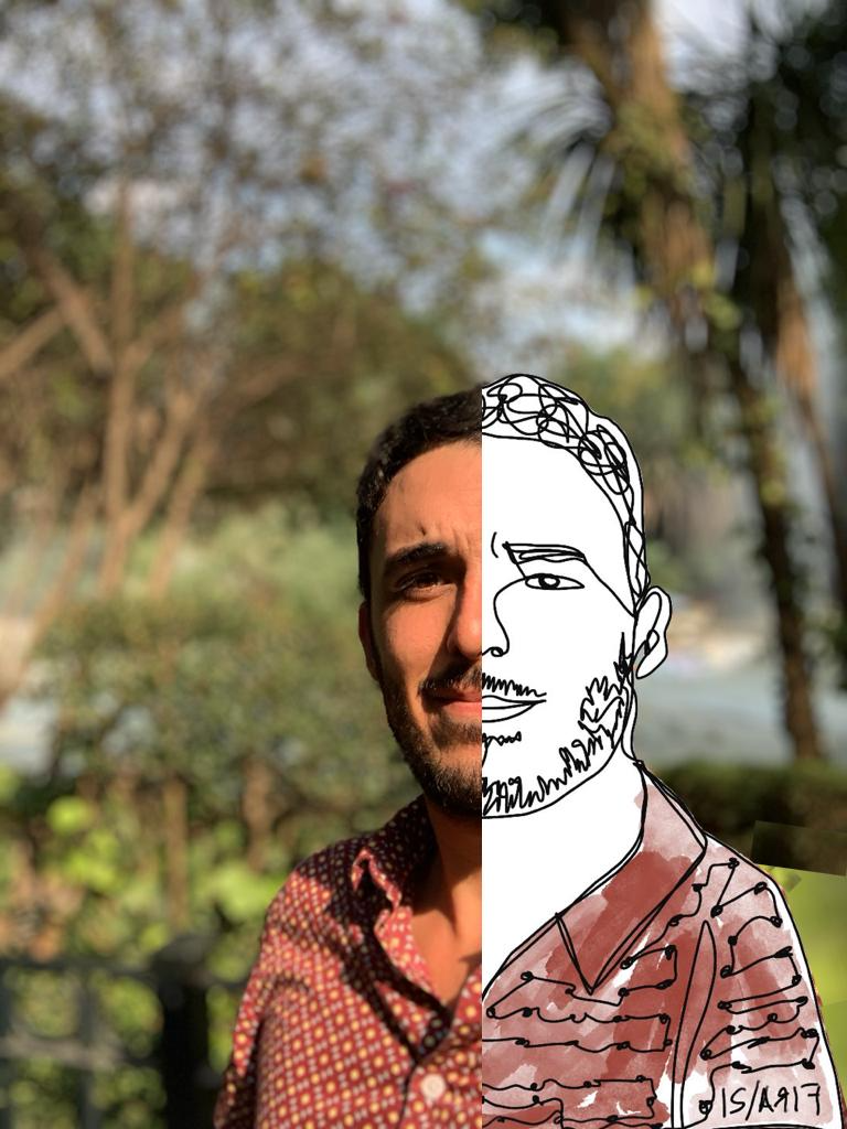 Andy en un retrato medio foto medio ilustración